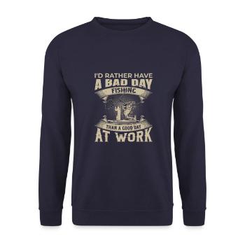 Ich habe lieber einen schlechten Angeltag als...... - Unisex Pullover - Navy - Vorne - Alina (178cm) & Michal (187cm)