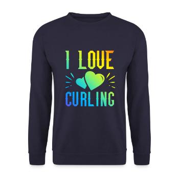 I love curling - Unisex Sweatshirt - navy - Front - Alina (178cm) & Michal (187cm)