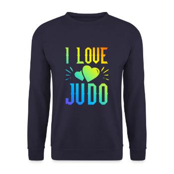 Ich liebe Judo - Unisex Pullover - Navy - Vorne - Alina (178cm) & Michal (187cm)