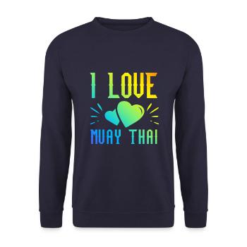 Ich liebe Muay Thai - Unisex Pullover - Navy - Vorne - Alina (178cm) & Michal (187cm)