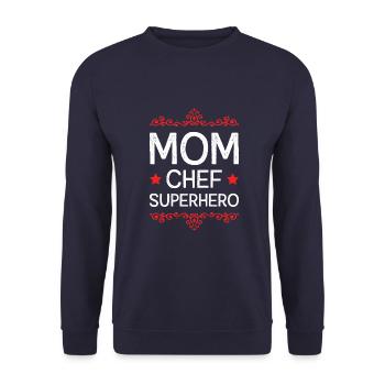 Maman Chef Super-héros Maman - Sweat-shirt Unisexe - marine - Devant - Alina (178cm) & Michal (187cm)