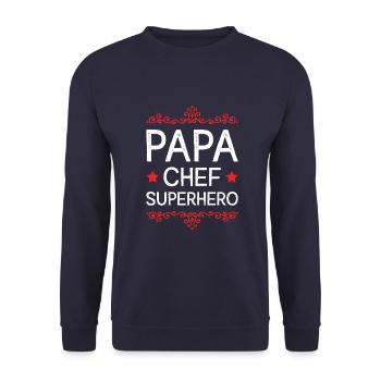 Papa Super-héros Papa - Sweat-shirt Unisexe - marine - Devant - Alina (178cm) & Michal (187cm)