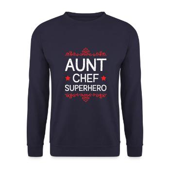 Aunt Superhero - Unisex Sweatshirt - navy - Front - Alina (178cm) & Michal (187cm)