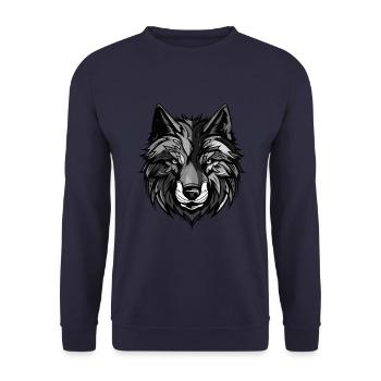 Wolf Portrait - Unisex Sweatshirt - navy - Front - Alina (178cm) & Michal (187cm)
