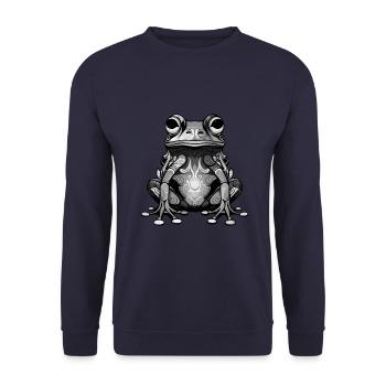 Frosch Portrait - Unisex Pullover - Navy - Vorne - Alina (178cm) & Michal (187cm)
