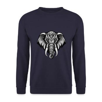 Elefant Portrait - Unisex Pullover - Navy - Vorne - Alina (178cm) & Michal (187cm)