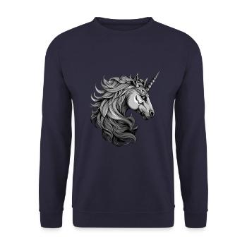 Unicorn Portrait - Unisex Sweatshirt - navy - Front - Alina (178cm) & Michal (187cm)