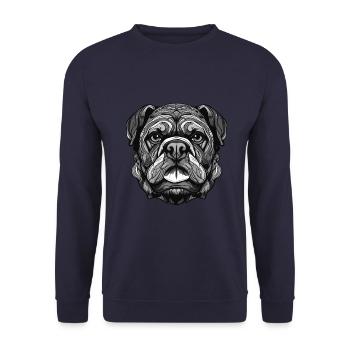 Portrait de chien bouledogue - Sweat-shirt Unisexe - marine - Devant - Alina (178cm) & Michal (187cm)