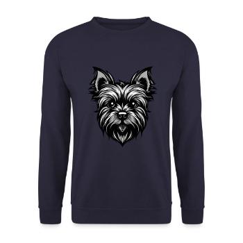 Yorkshire Terrier Hund Portrait - Unisex Pullover - Navy - Vorne - Alina (178cm) & Michal (187cm)