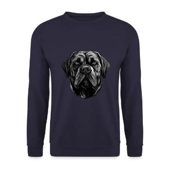 Mastiff Hund Portrait - Unisex Pullover - Navy - Vorne - Alina (178cm) & Michal (187cm)