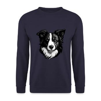 Border Collie Dog Portrait - Unisex Sweatshirt - navy - Front - Alina (178cm) & Michal (187cm)