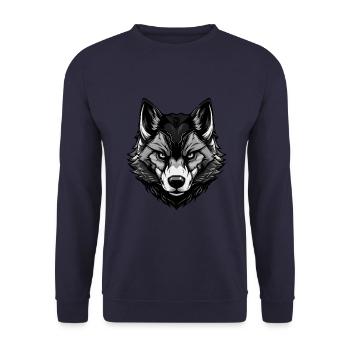 Akita Hund Portrait - Unisex Pullover - Navy - Vorne - Alina (178cm) & Michal (187cm)
