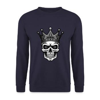 Skull King Crown - Unisex Sweatshirt - navy - Front - Alina (178cm) & Michal (187cm)