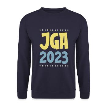 Jga 2023 Junggesellenabschied - Unisex Pullover - Navy - Vorne - Alina (178cm) & Michal (187cm)