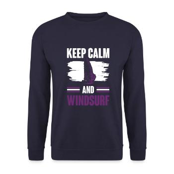keep calm windsurfen - Unisex Pullover - Navy - Vorne - Alina (178cm) & Michal (187cm)