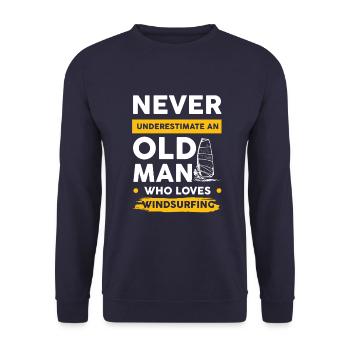 Windsurfing Old Man - Unisex Sweatshirt - navy - Front - Alina (178cm) & Michal (187cm)