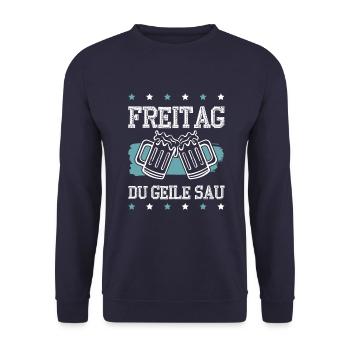 bier trinken Freitag - Unisex Pullover - Navy - Vorne - Alina (178cm) & Michal (187cm)