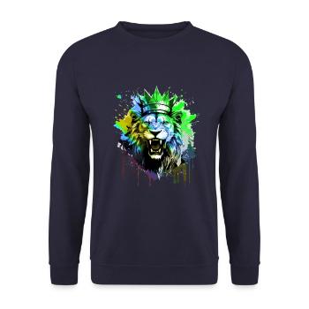 Symbole de la couronne de lion Portrait - Sweat-shirt Unisexe - marine - Devant - Alina (178cm) & Michal (187cm)