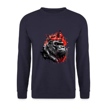 Gorilla Crown King Animal - Unisex Sweatshirt - navy - Front - Alina (178cm) & Michal (187cm)