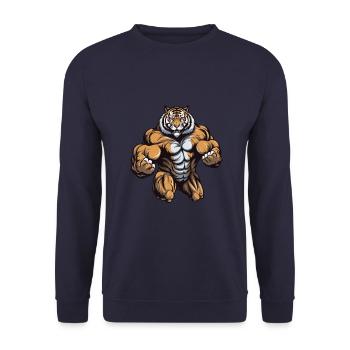 Gymnase d’entraînement Tiger Muscles - Sweat-shirt Unisexe - marine - Devant - Alina (178cm) & Michal (187cm)