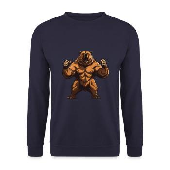 Ours Grizzly Musculation Muscles - Sweat-shirt Unisexe - marine - Devant - Alina (178cm) & Michal (187cm)