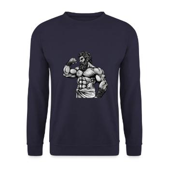 Bodybuilder Muscles Workout Gym - Sweat-shirt Unisexe - marine - Devant - Alina (178cm) & Michal (187cm)