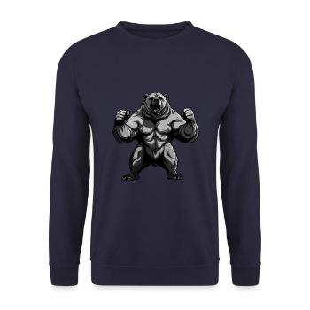 Ours Grizzly Musculation Muscles - Sweat-shirt Unisexe - marine - Devant - Alina (178cm) & Michal (187cm)