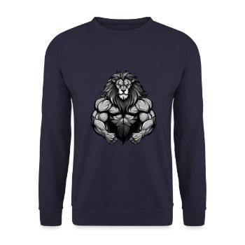 Gymnase d’entraînement Lion Muscles - Sweat-shirt Unisexe - marine - Devant - Alina (178cm) & Michal (187cm)