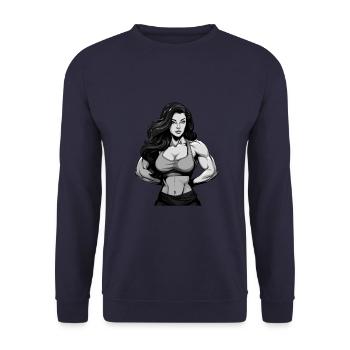 Femme Muscles Musculation - Sweat-shirt Unisexe - marine - Devant - Alina (178cm) & Michal (187cm)
