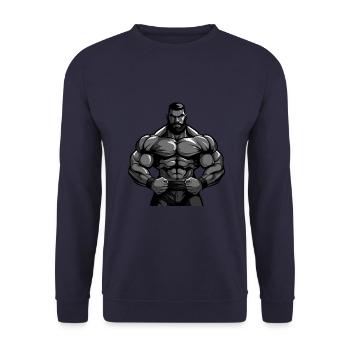 Homme Muscles Musculation - Sweat-shirt Unisexe - marine - Devant - Alina (178cm) & Michal (187cm)