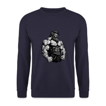 Bodybuilder Muscles Workout Gym - Unisex Sweatshirt - navy - Front - Alina (178cm) & Michal (187cm)