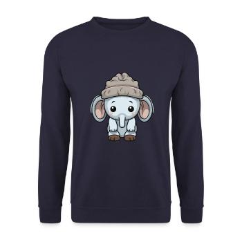Elephant Winter Comic - Unisex Sweatshirt - navy - Front - Alina (178cm) & Michal (187cm)