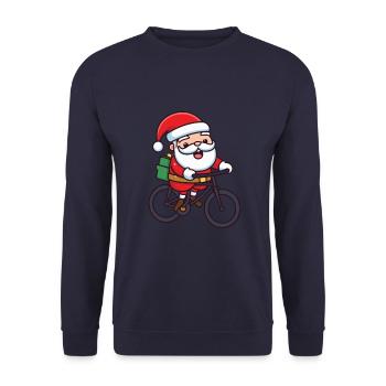 Père Noël vélo Noël - Sweat-shirt Unisexe - marine - Devant - Alina (178cm) & Michal (187cm)