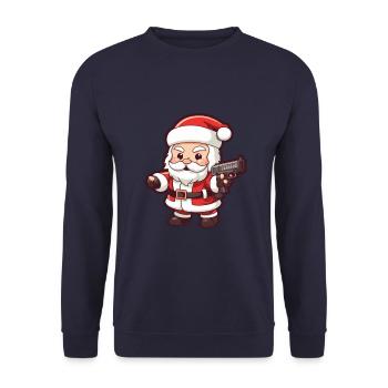 Santa Claus Gun Santa Christmas - Unisex Sweatshirt - navy - Front - Alina (178cm) & Michal (187cm)