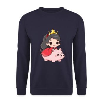 Princess Pig Fairy Tale - Unisex Sweatshirt - navy - Front - Alina (178cm) & Michal (187cm)