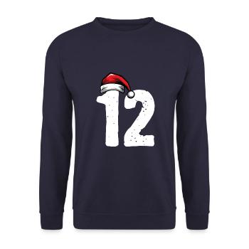 12 Zahl Weihnachten - Unisex Pullover - Navy - Vorne - Alina (178cm) & Michal (187cm)