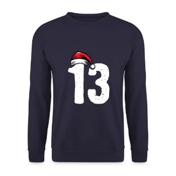 13 Zahl Weihnachten - Unisex Pullover - Navy - Vorne - Alina (178cm) & Michal (187cm)