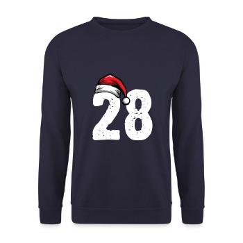 28 Zahl Weihnachten - Unisex Pullover - Navy - Vorne - Alina (178cm) & Michal (187cm)