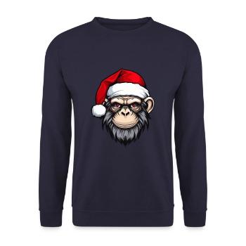 Affe Kopf Weihnachten Christmas - Unisex Pullover - Navy - Vorne - Alina (178cm) & Michal (187cm)