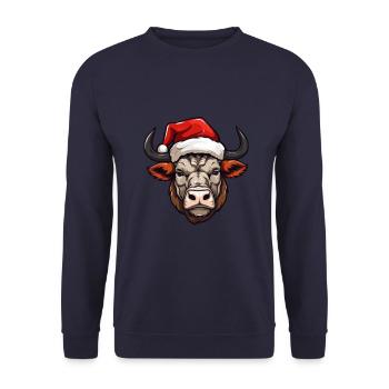Bull Head Christmas Christmas - Unisex Sweatshirt - navy - Front - Alina (178cm) & Michal (187cm)