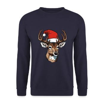 Tête de cerf Noël Noël - Sweat-shirt Unisexe - marine - Devant - Alina (178cm) & Michal (187cm)