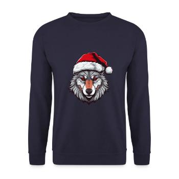 Tête de loup Noël Noël - Sweat-shirt Unisexe - marine - Devant - Alina (178cm) & Michal (187cm)