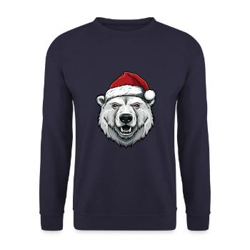 Tête d’ours polaire Noël Noël ours polaire - Sweat-shirt Unisexe - marine - Devant - Alina (178cm) & Michal (187cm)