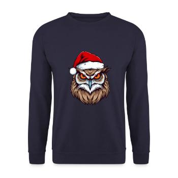 Eule Kopf Weihnachten Christmas - Unisex Pullover - Navy - Vorne - Alina (178cm) & Michal (187cm)