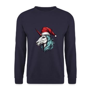 Unicorn Head Christmas Christmas - Unisex Sweatshirt - navy - Front - Alina (178cm) & Michal (187cm)