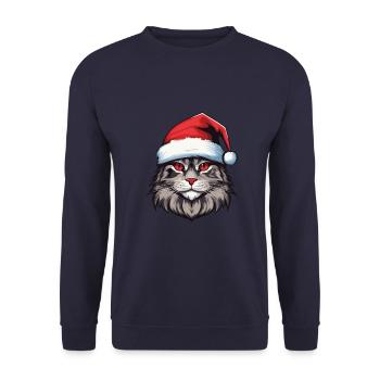 Cat Head Christmas Christmas Portrait - Unisex Sweatshirt - navy - Front - Alina (178cm) & Michal (187cm)