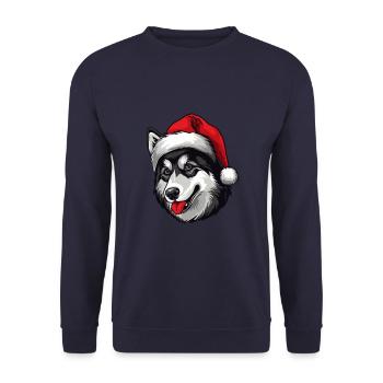 Husky Dog Head Christmas Christmas - Unisex Sweatshirt - navy - Front - Alina (178cm) & Michal (187cm)