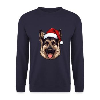 German Shepherd Dog Head Christmas Christmas - Unisex Sweatshirt - navy - Front - Alina (178cm) & Michal (187cm)