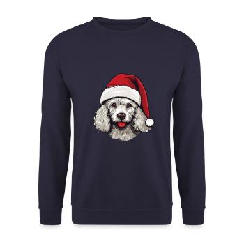 Pudel Hund Kopf Weihnachten Christmas - Unisex Pullover - Navy - Vorne - Alina (178cm) & Michal (187cm)