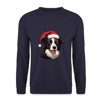 Border Collie tête de chien Noël Noël - Sweat-shirt Unisexe - marine - Devant - Alina (178cm) & Michal (187cm)